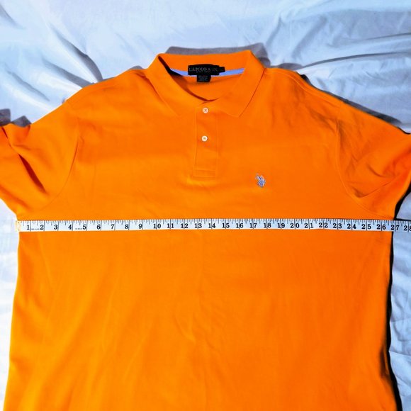 US Polo Assn Mens XXL 2X 100% Cotton Bright Orange Polo Short Sleeve Shirt Pony - Picture 11 of 15